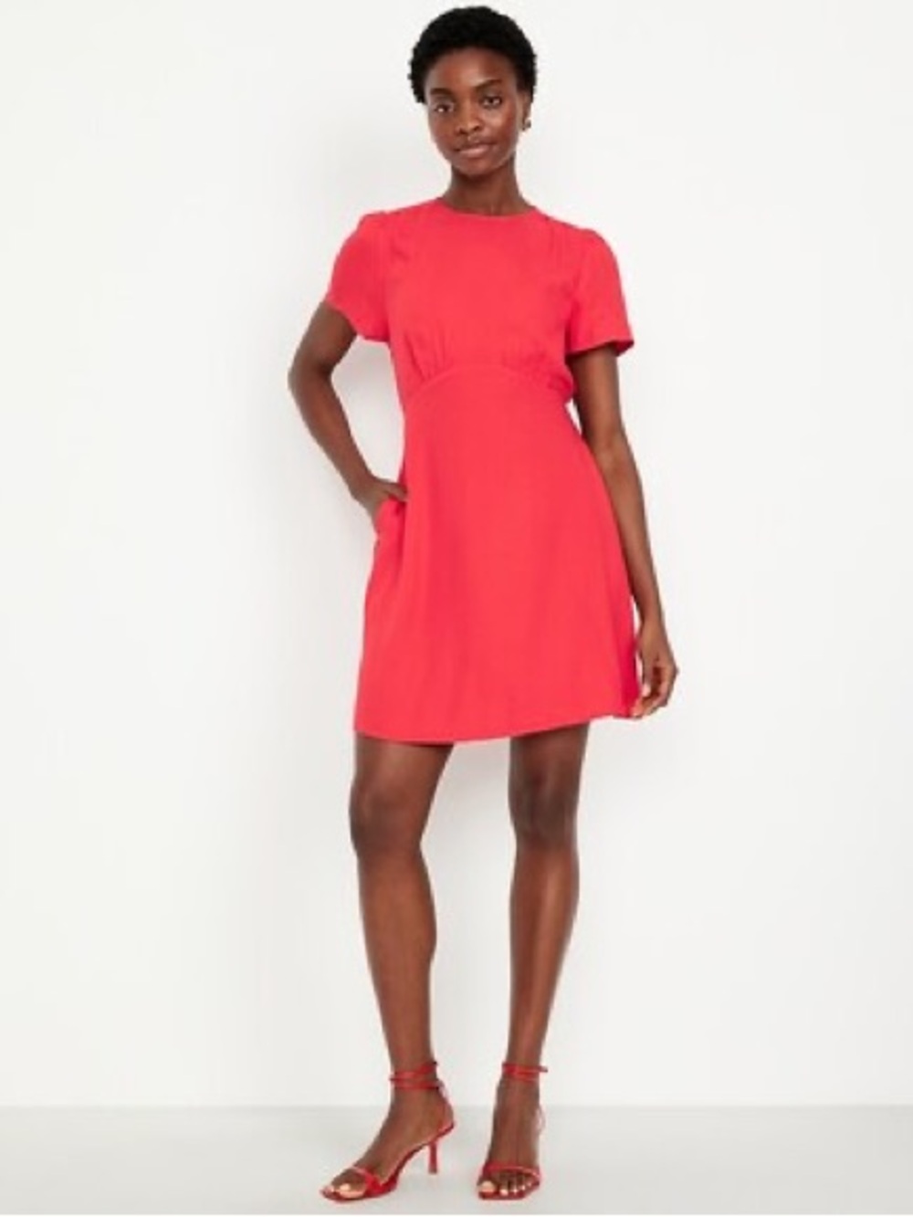 Old Navy Coral Red Short Sleeve Mini Dress